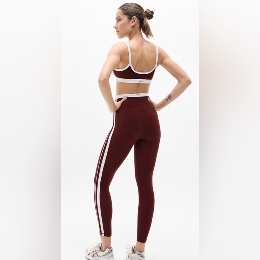 Athleta Elation Sport 7/8 Leggings with White Stripes